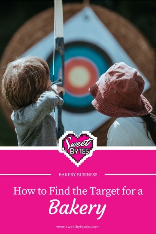 child with drawn bow aimed at a yellow target demonstrating hitting a bakery target market