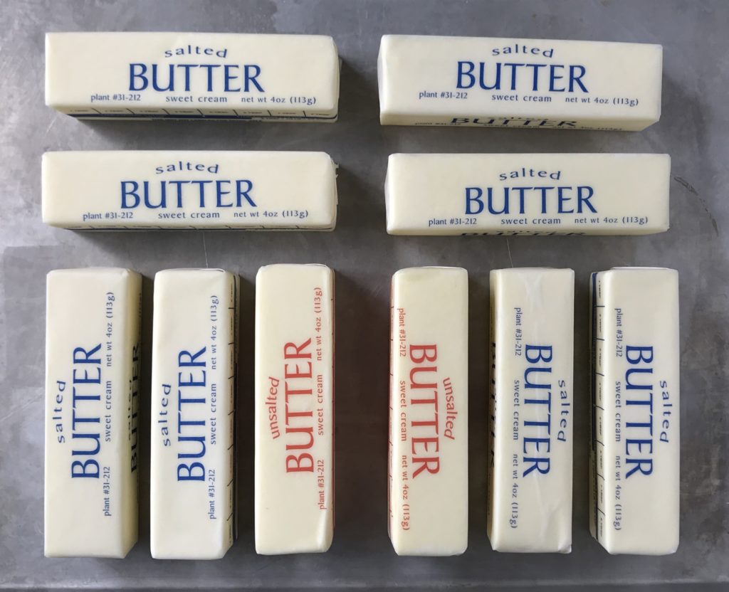 Ready to soften butter, 10 sticks of butter on a sheet pan
