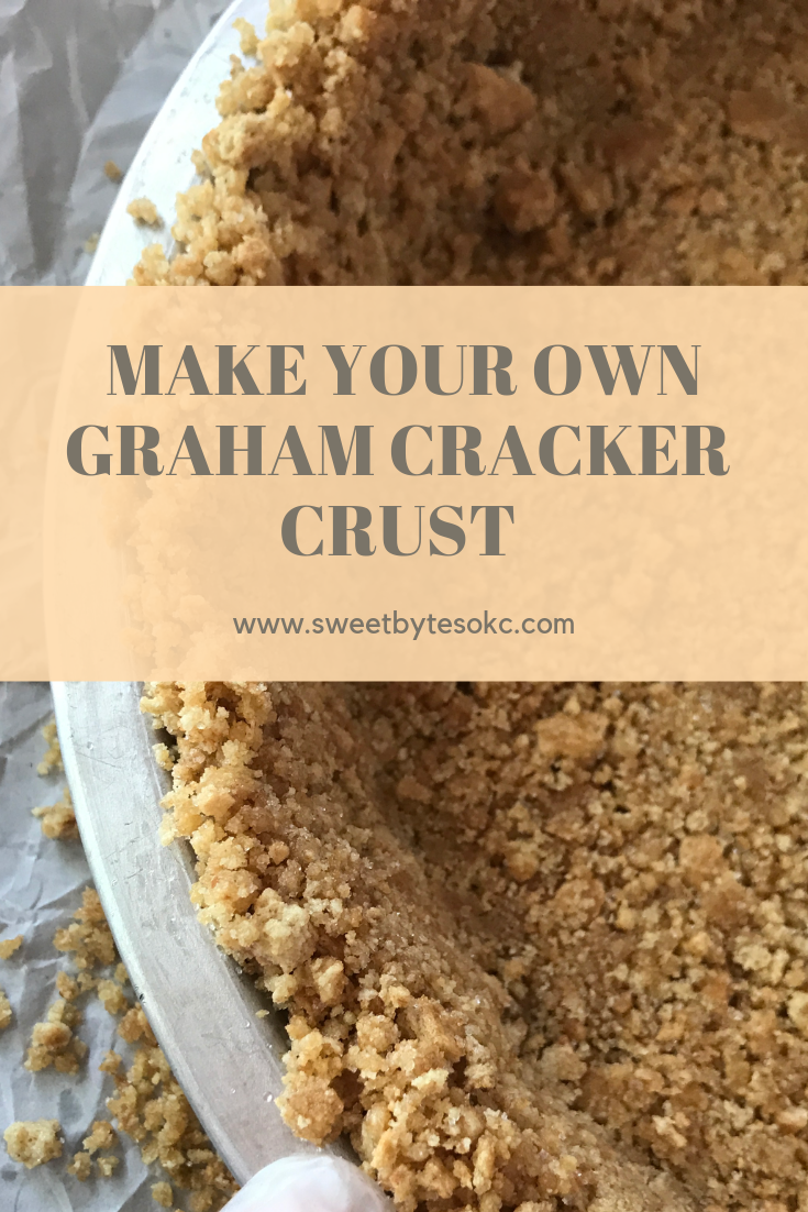 Learn to make a graham cracker crust for pie a close up view of a graham cracker crust in an aluminum pan