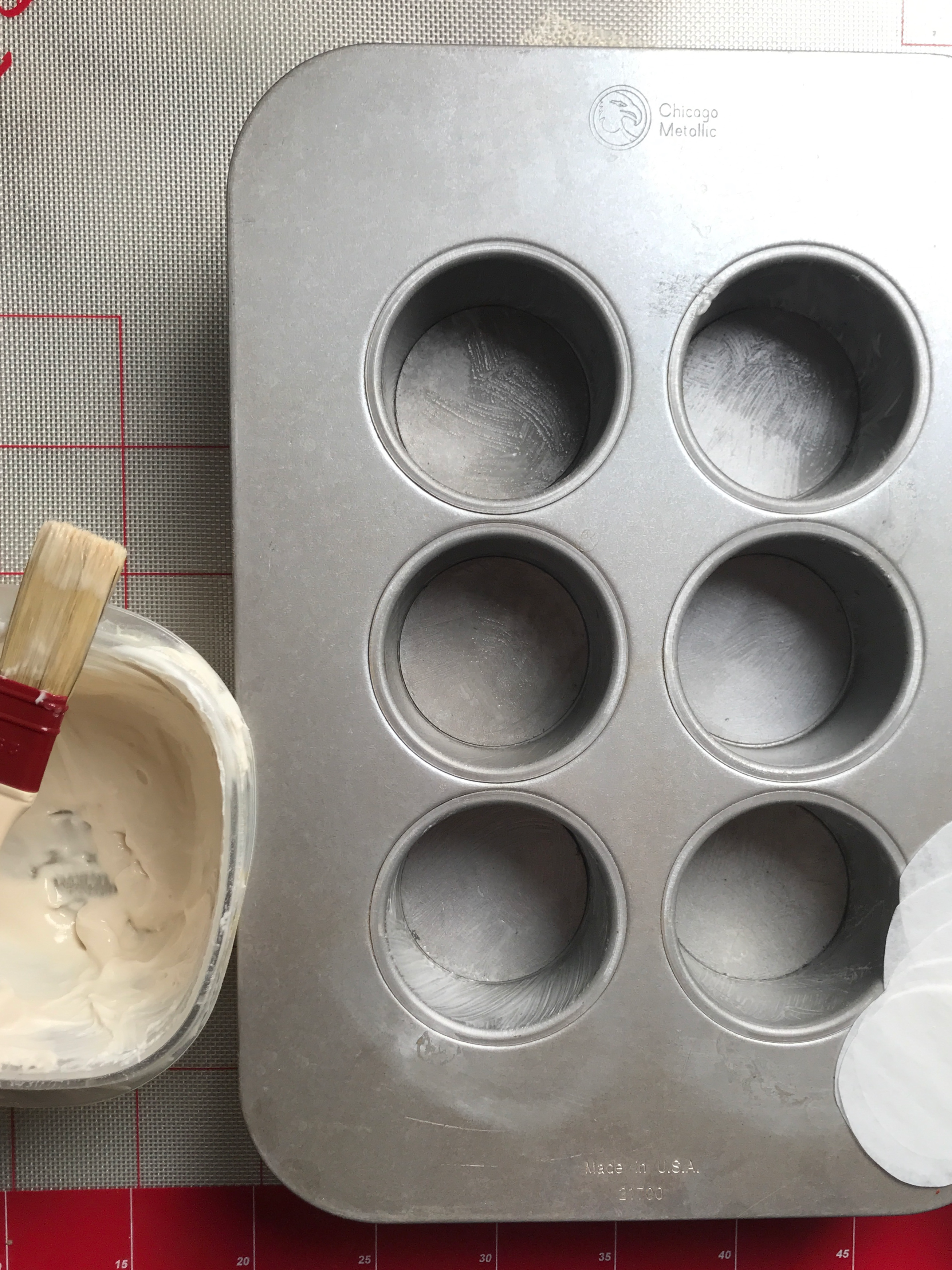 an overhead view of a mini cheesecake pan used to make my halloween cakes