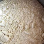 Crumbs made with butter and dry cake ingredients using the reverse creaming method for cake batter