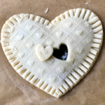 A heart-shaped hand pie with mexican chocolate filling